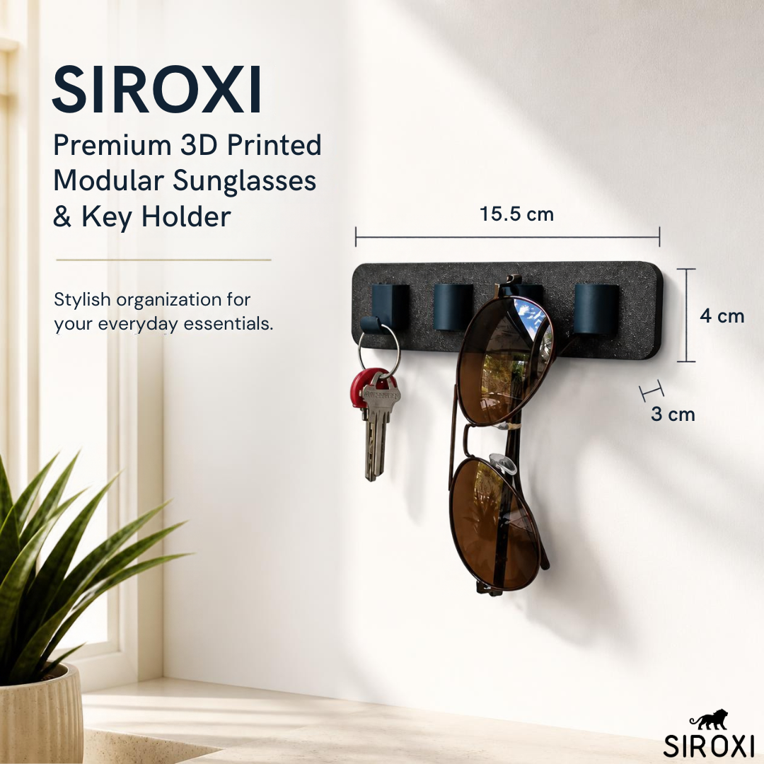 Premium 3D Printed Modular Sunglasses & Key Holder | Sleek Wall Mount Organizer Rack for Entryway, Bedroom & Office – SIROXI