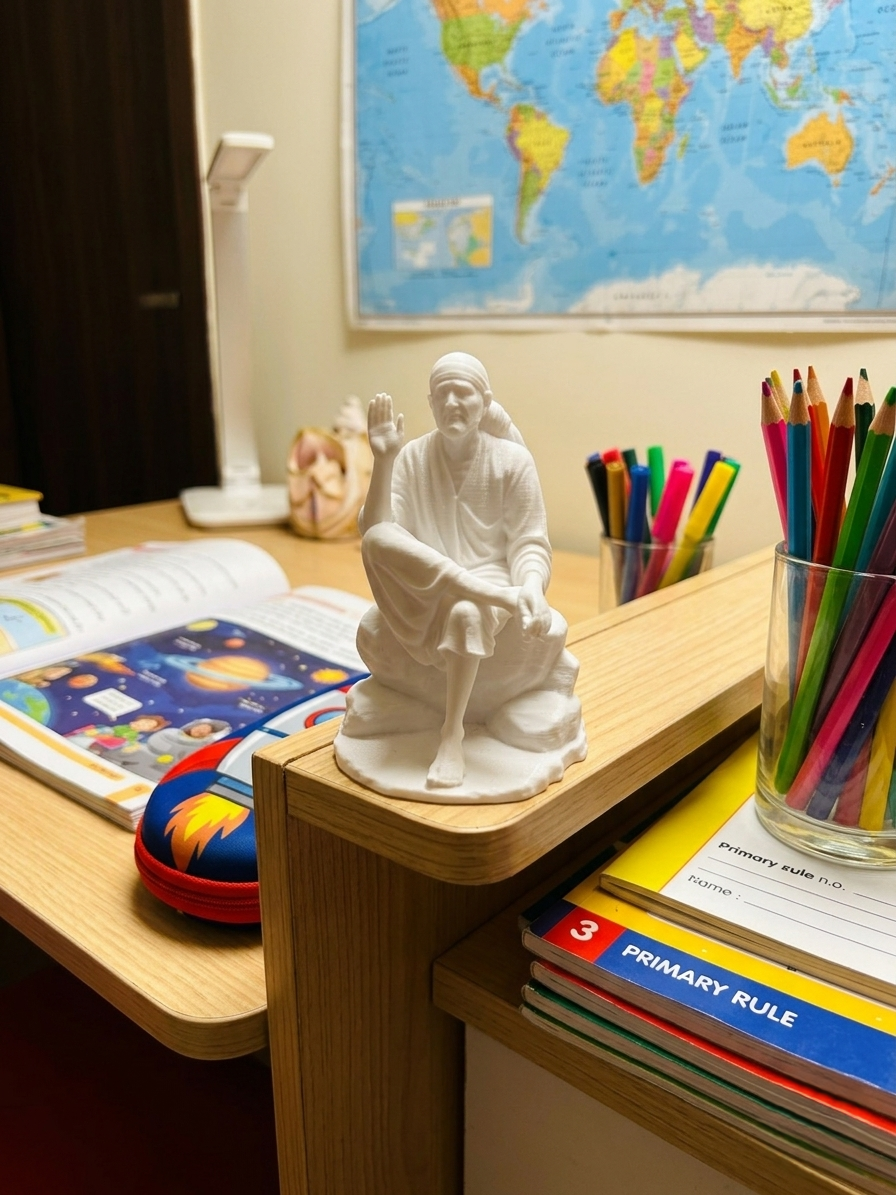 Premium 3D Printed Sai Baba Idol - Luxury Home Decor, 8 cm Idol for Pooja, Office Desk, Car Dashboard