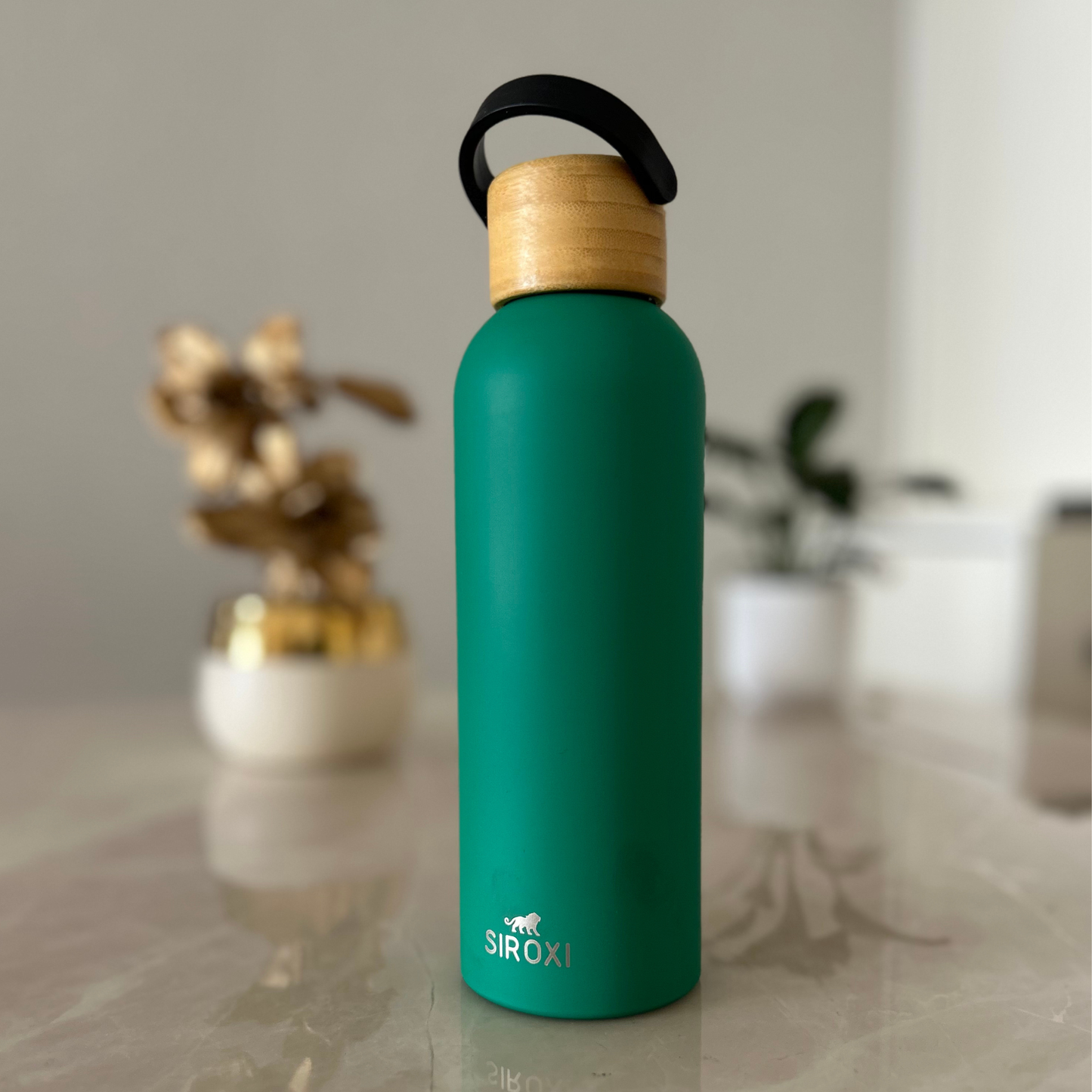 SIROXI Vacuum Insulated Stainless Steel Water Bottle 500 ml – Hot & Cold Flask with Leakproof Bamboo Lid Handle for Office, Gym & Travel (5 Colours)