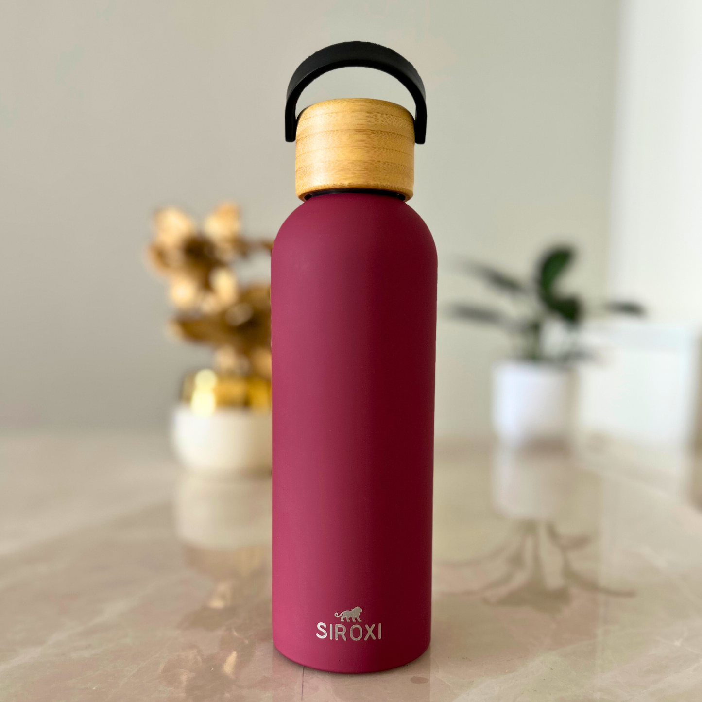 SIROXI Vacuum Insulated Stainless Steel Water Bottle 500 ml – Hot & Cold Flask with Leakproof Bamboo Lid Handle for Office, Gym & Travel (5 Colours)