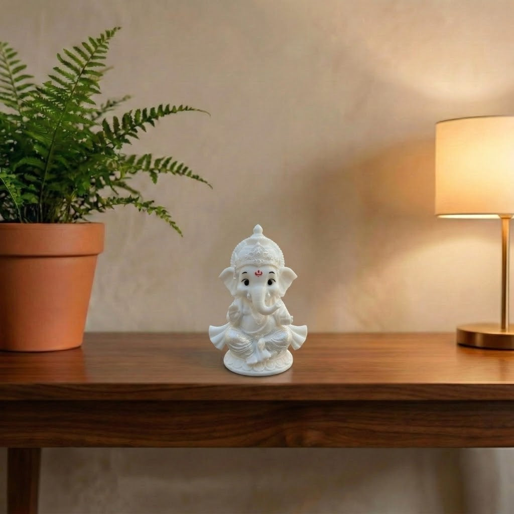 Premium 3D Printed Ganesha Idol | Luxury Home Decor - 8cm Lord Ganesha Statue for Pooja, Office Desk, Car Dashboard