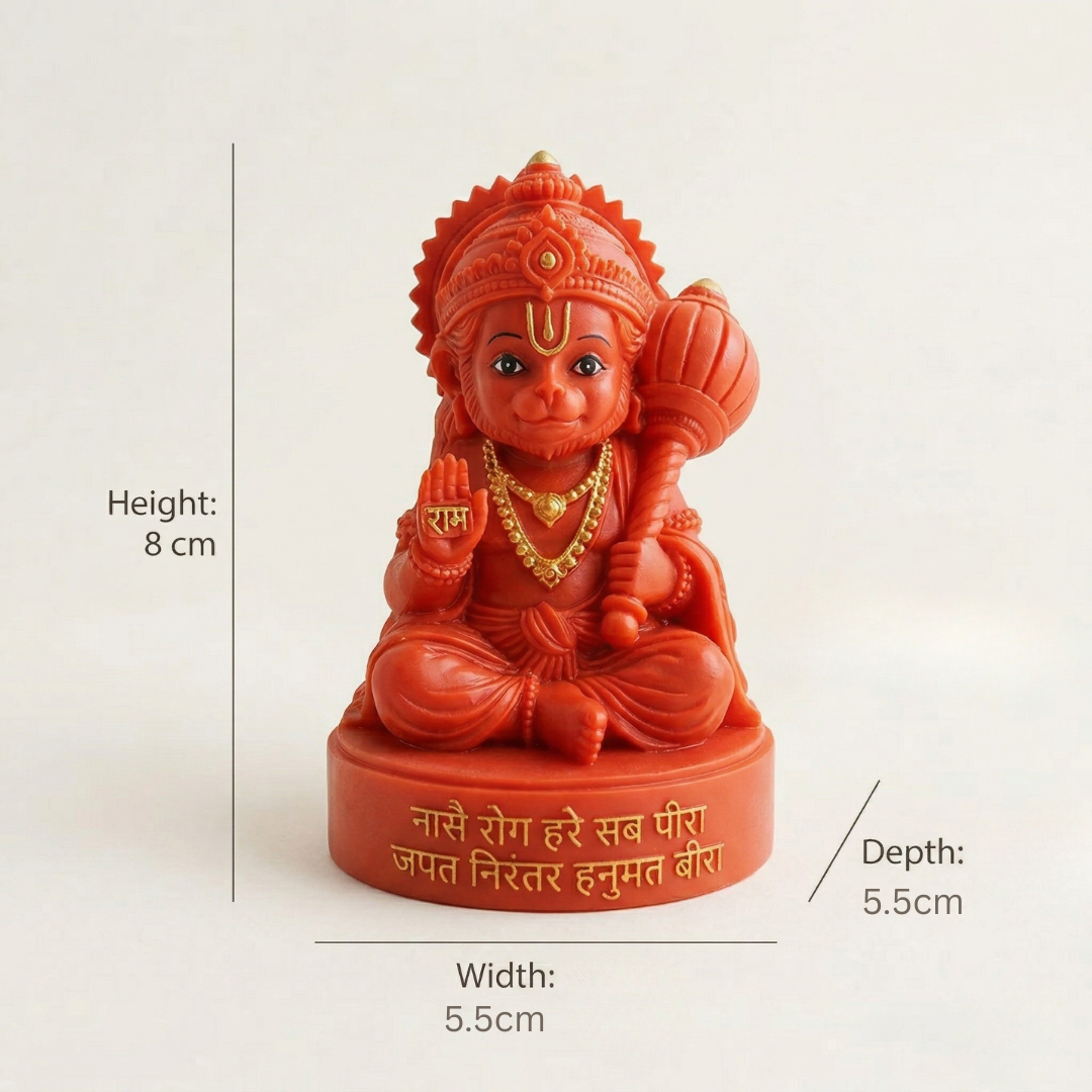 Premium 3D Printed Red Hanuman Idol - Luxury Home Decor, 8cm Lord Hanuman Statue for Pooja, Office Desk, Car Dashboard