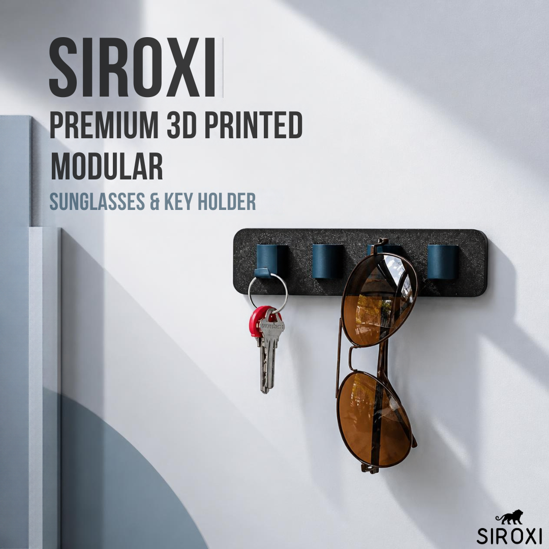 Premium 3D Printed Modular Sunglasses & Key Holder | Sleek Wall Mount Organizer Rack for Entryway, Bedroom & Office – SIROXI