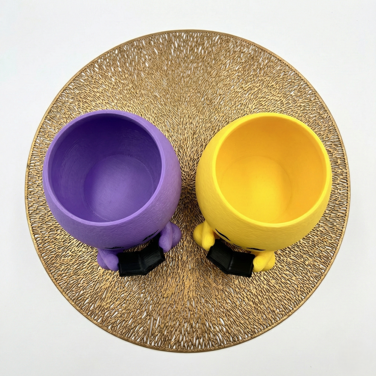 Premium Kawaii Bookworm Succulent Planter Set of 2 | Cute Reading Character Pots (Yellow + Purple) – Plants Not Included