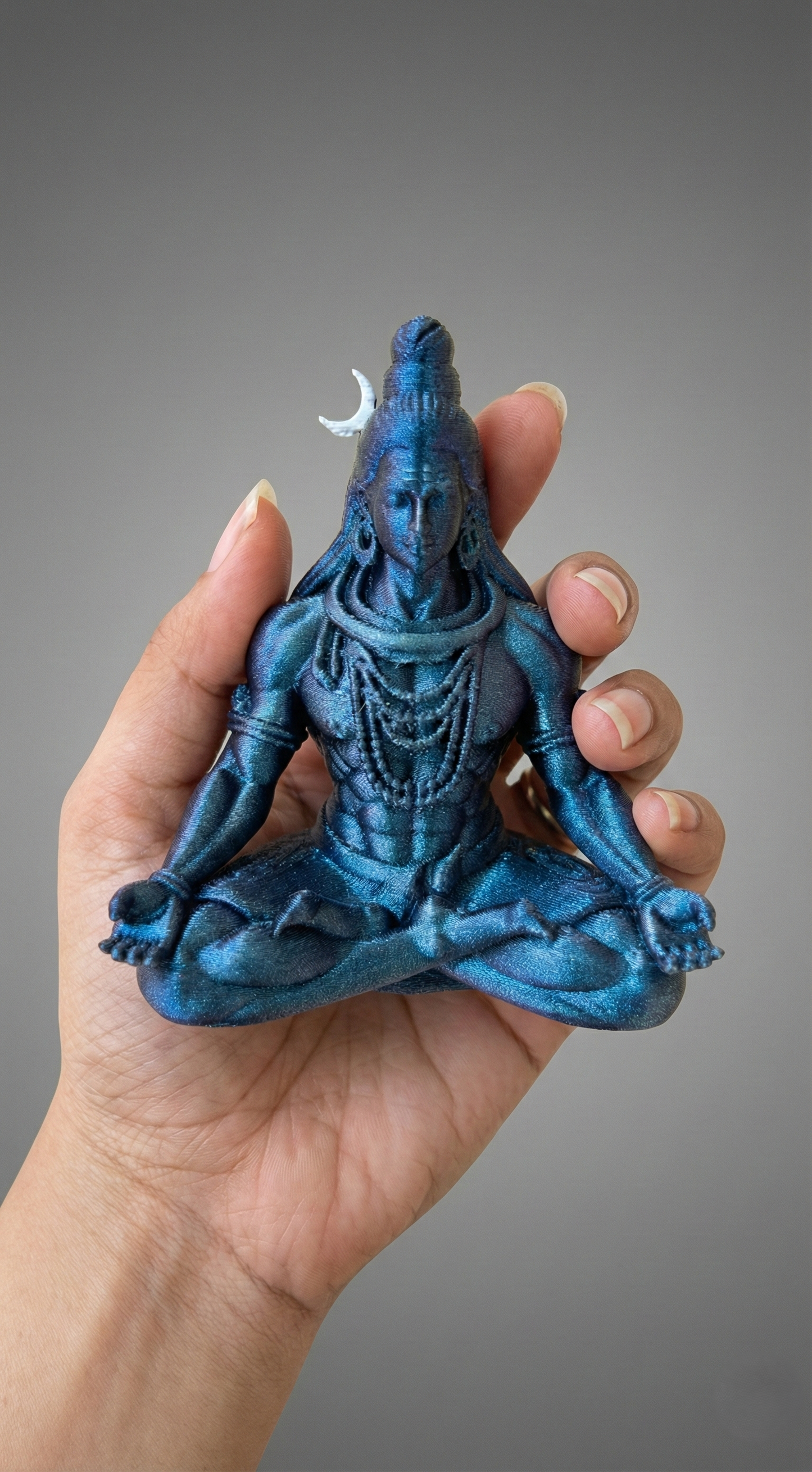 Premium 3D Printed Iridescent Blue Shiva Idol | Luxury Home Decor - 9.5cm Lord Shiva Statue for Pooja, Office Desk, Car Dashboard