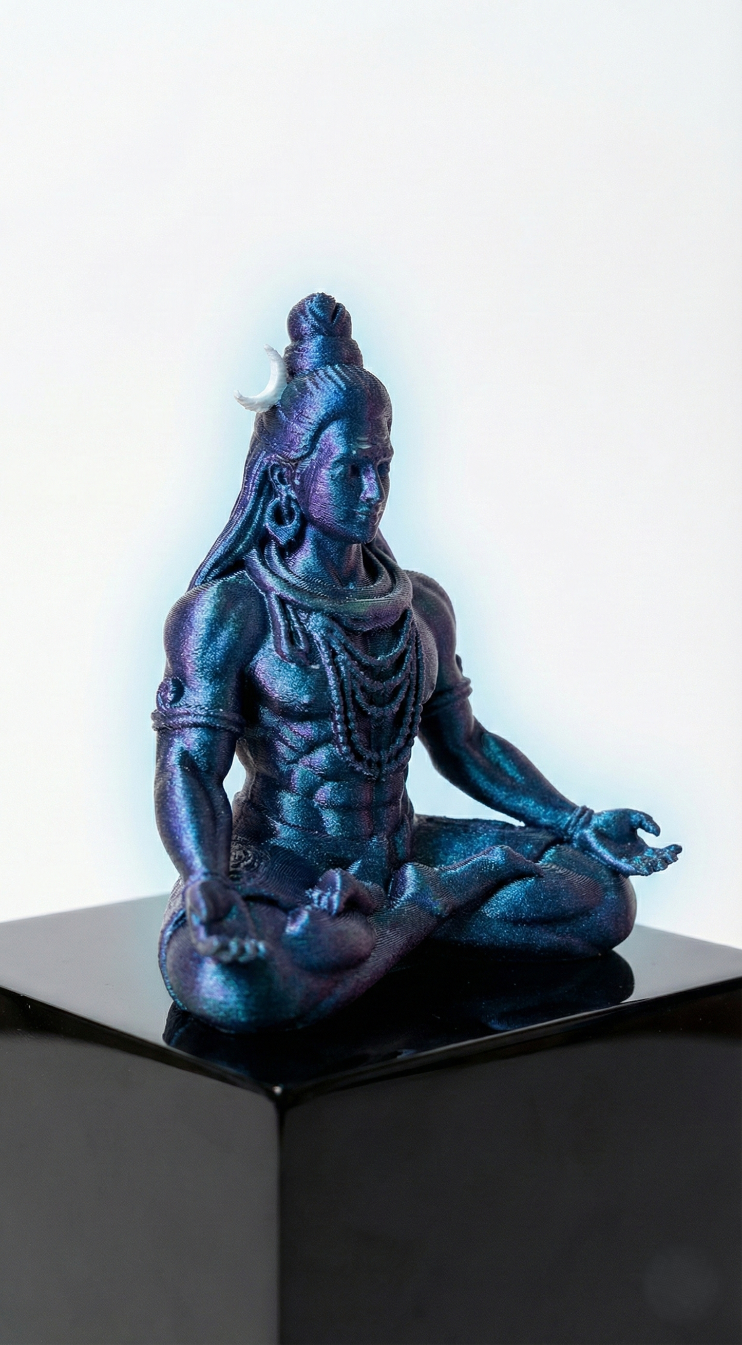 Premium 3D Printed Iridescent Blue Shiva Idol | Luxury Home Decor - 9.5cm Lord Shiva Statue for Pooja, Office Desk, Car Dashboard