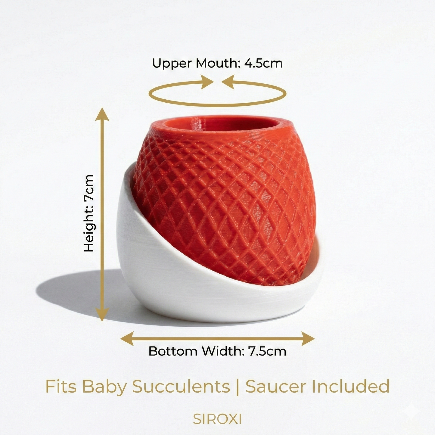 Premium 3D Printed Geometric Succulent Planter Set of 2 | Modern Mini Pots – Choose Red/White or Black/Red (Plants Not Included)