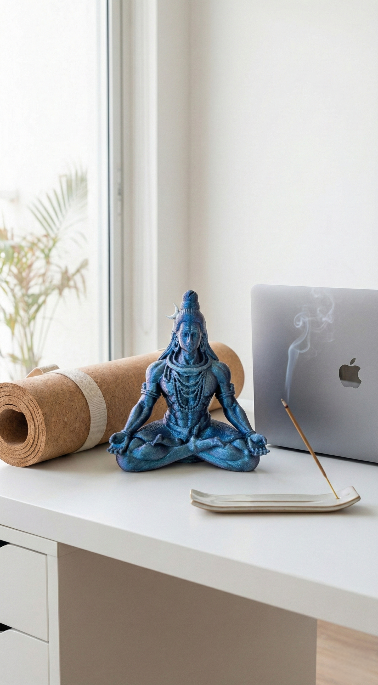 Premium 3D Printed Iridescent Blue Shiva Idol | Luxury Home Decor - 9.5cm Lord Shiva Statue for Pooja, Office Desk, Car Dashboard