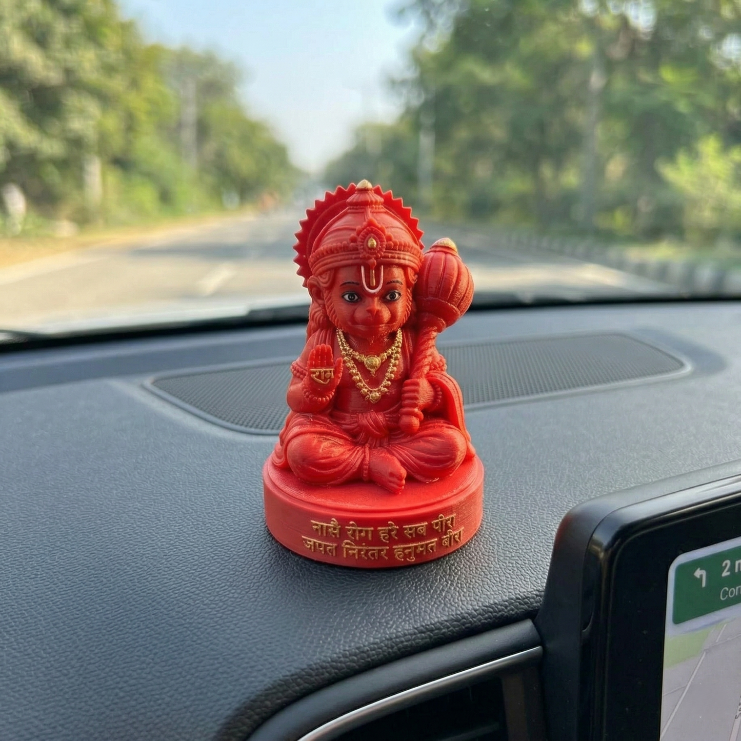 Premium 3D Printed Red Hanuman Idol - Luxury Home Decor, 8cm Lord Hanuman Statue for Pooja, Office Desk, Car Dashboard