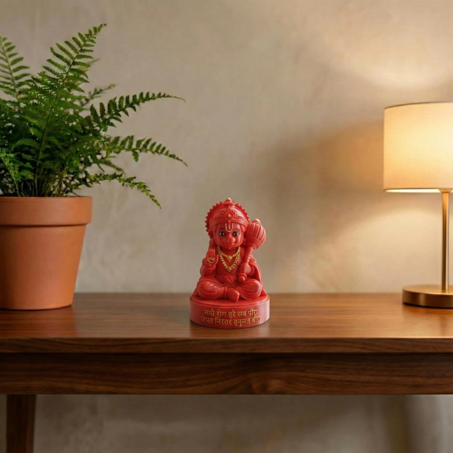 Premium 3D Printed Red Hanuman Idol - Luxury Home Decor, 8cm Lord Hanuman Statue for Pooja, Office Desk, Car Dashboard