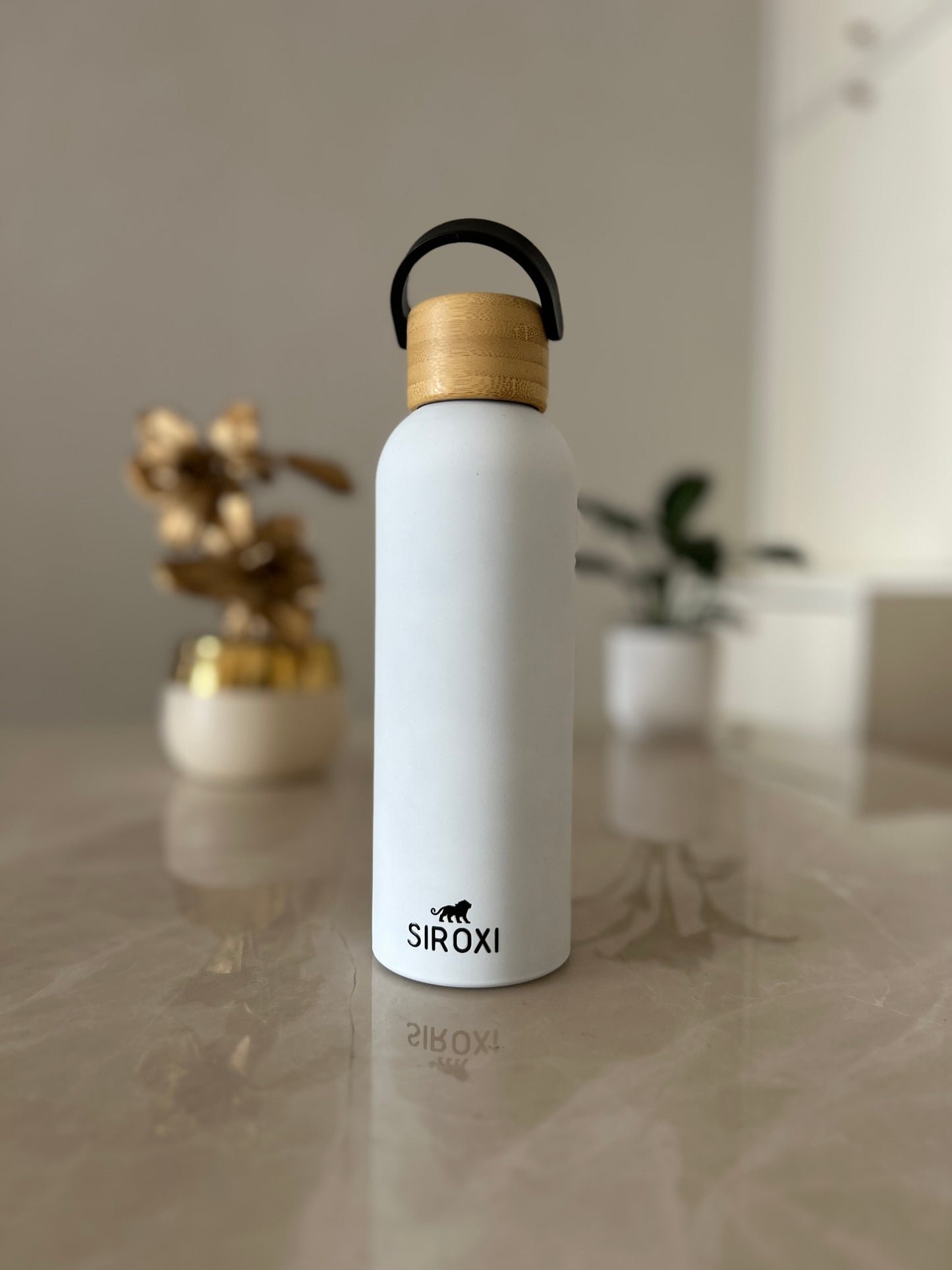 SIROXI Vacuum Insulated Stainless Steel Water Bottle 500 ml – Hot & Cold Flask with Leakproof Bamboo Lid Handle for Office, Gym & Travel (5 Colours)