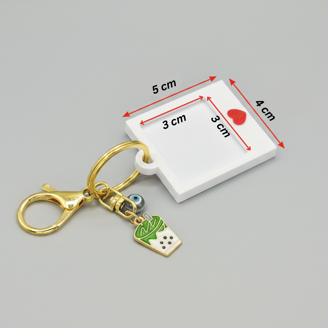 Personalized Polaroid‑Style Photo Keyring with Charm – Custom Couple Gift
