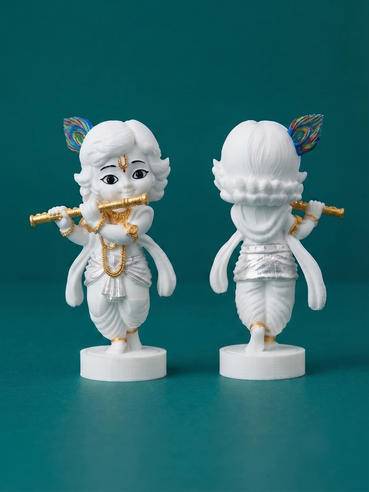Premium 3D Printed Krishna Idol - Luxury Home Decor, 8cm Lord Krishna Statue for Pooja, Office Desk, Car Dashboard