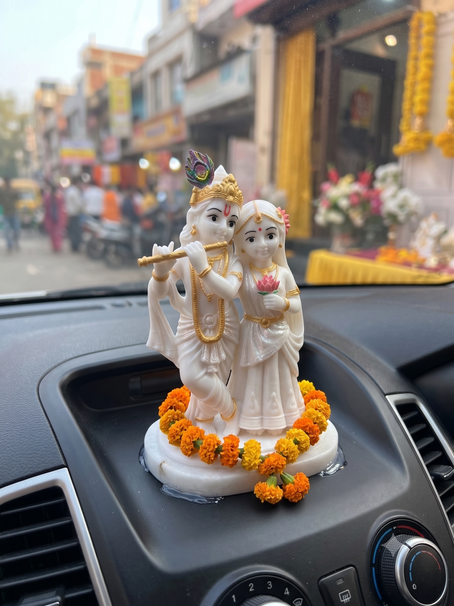 Premium 3D Printed Radha Krishna Idol - Luxury Home Decor, 12 cm Idol for Pooja, Office Desk, Car Dashboard