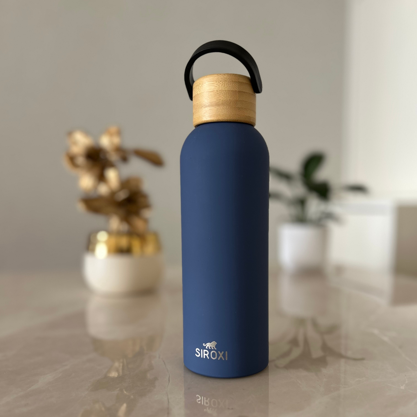 SIROXI Vacuum Insulated Stainless Steel Water Bottle 500 ml – Hot & Cold Flask with Leakproof Bamboo Lid Handle for Office, Gym & Travel (5 Colours)