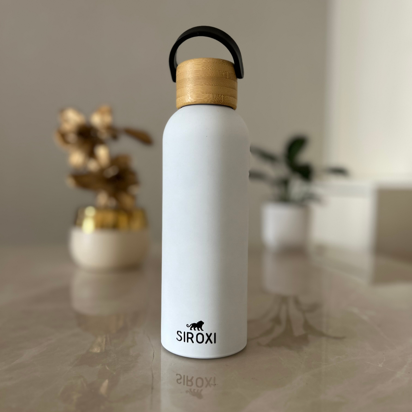 SIROXI Vacuum Insulated Stainless Steel Water Bottle 500 ml – Hot & Cold Flask with Leakproof Bamboo Lid Handle for Office, Gym & Travel (5 Colours)