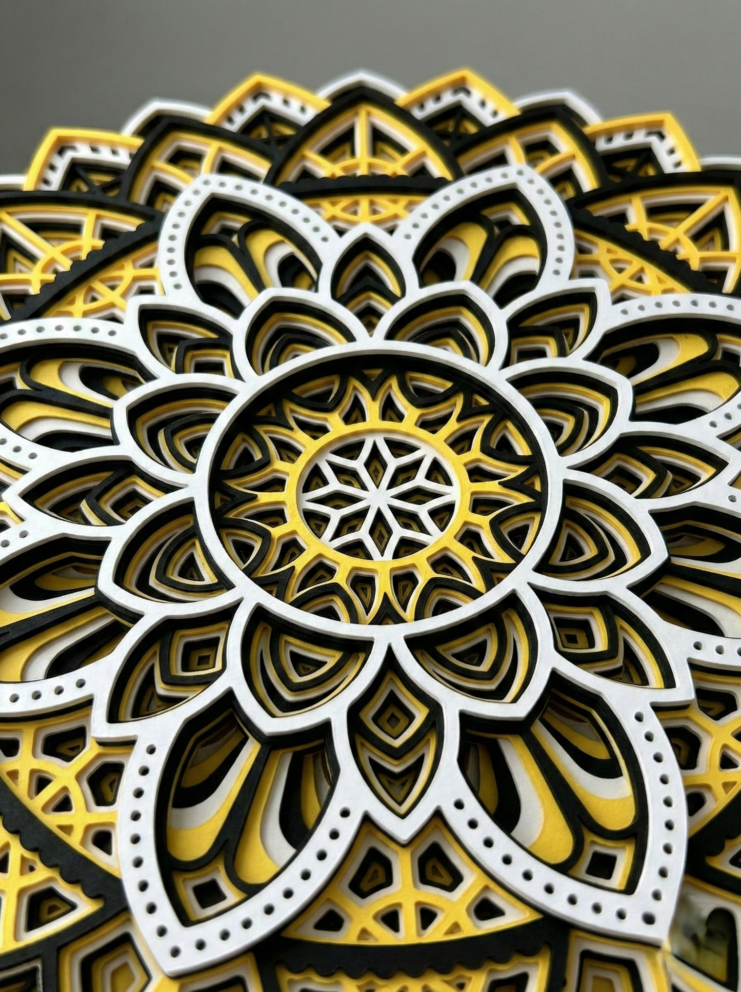 Premium 3D Printed Gold Mandala Wall Decor | Layered Mandala Plate 22cm Diameter – Modern Home Accent