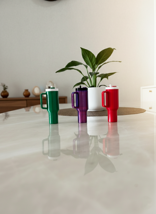 Vibrant 3D Printed Tumbler Keychains – Choose Your Color (Green, Purple, Red) – Cute Bag & Key Accessory