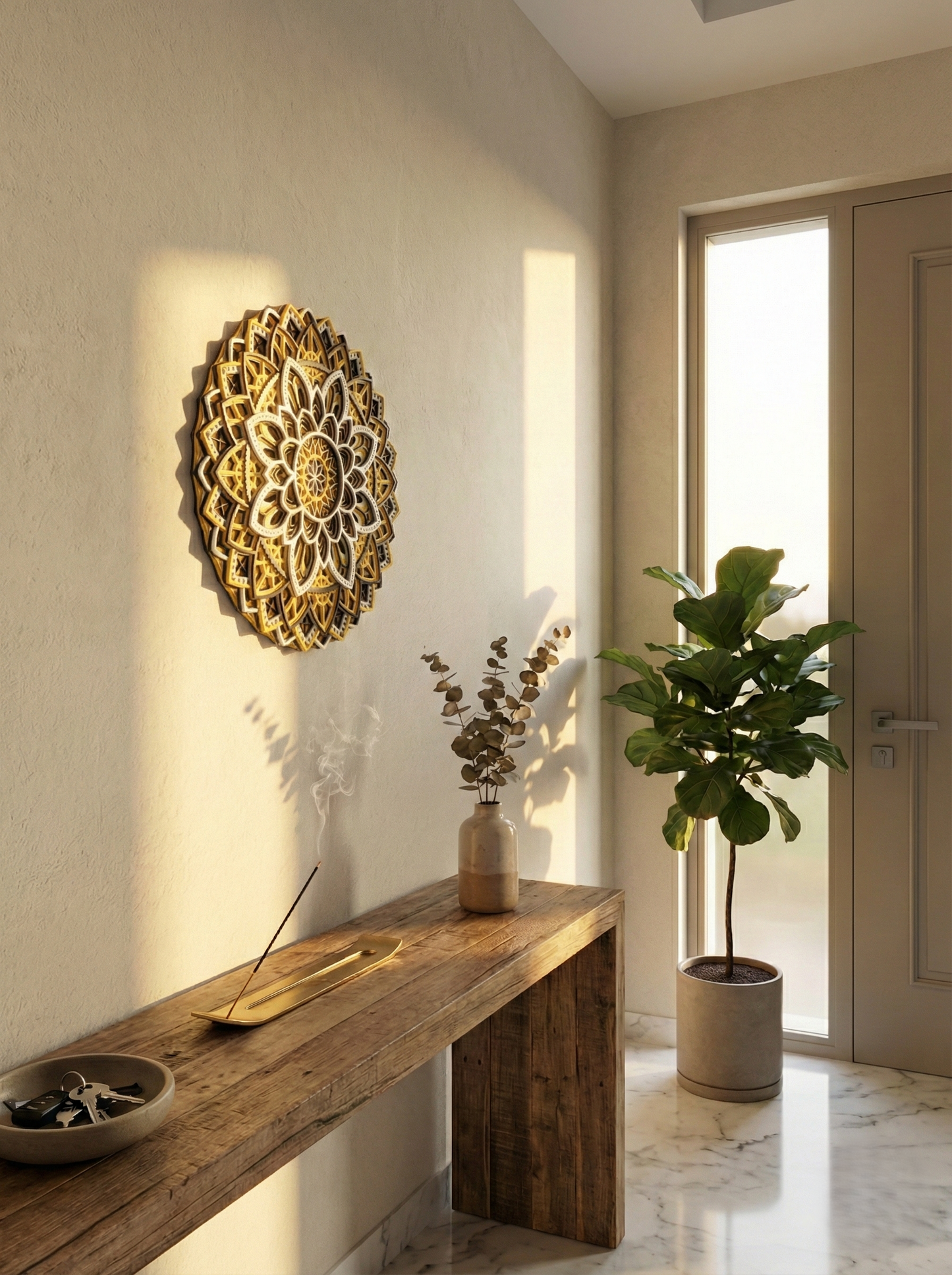 Premium 3D Printed Gold Mandala Wall Decor | Layered Mandala Plate 22cm Diameter – Modern Home Accent