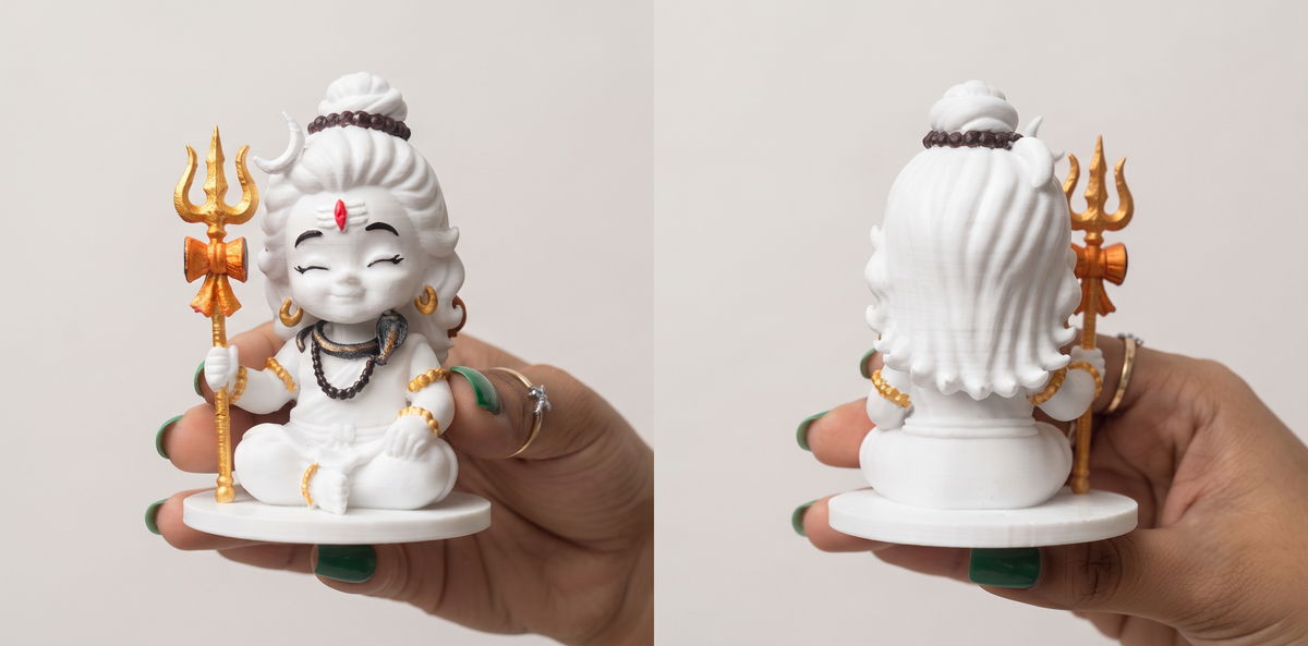 Premium 3D Printed Child Shiva Idol | Luxury Home Decor - 8cm Lord Shiva Statue for Pooja, Office Desk, Study Table, Car Dashboard